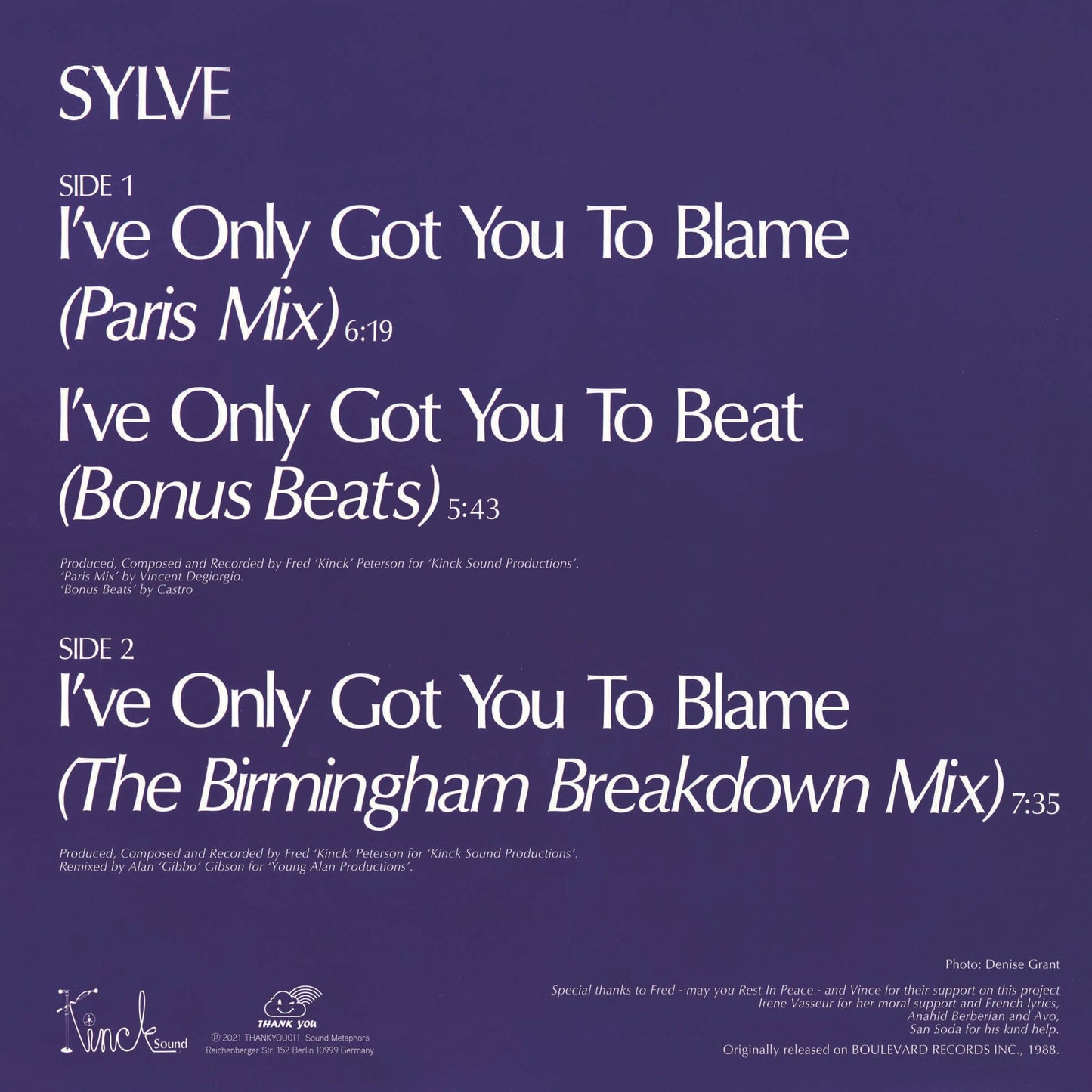 Sylve - I've Only You To Blame (2024 Repress) [Thank You]