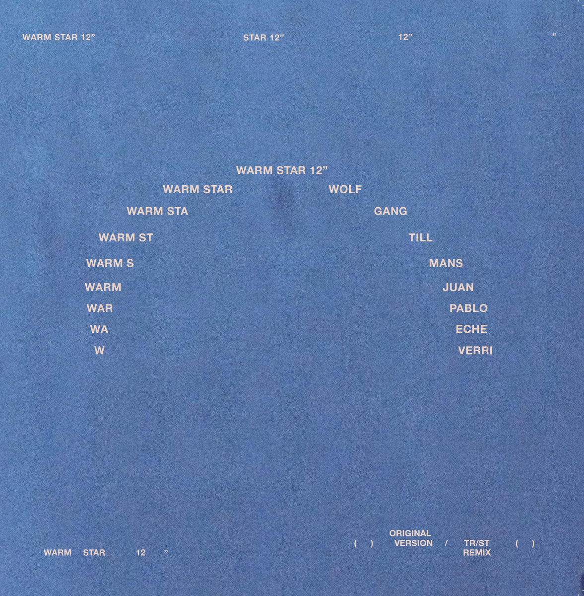 Wolfgang Tillmans & Juan Pablo Echeverri - Warm Star 12" (Incl. TR/ST Remixes) [Fragile]