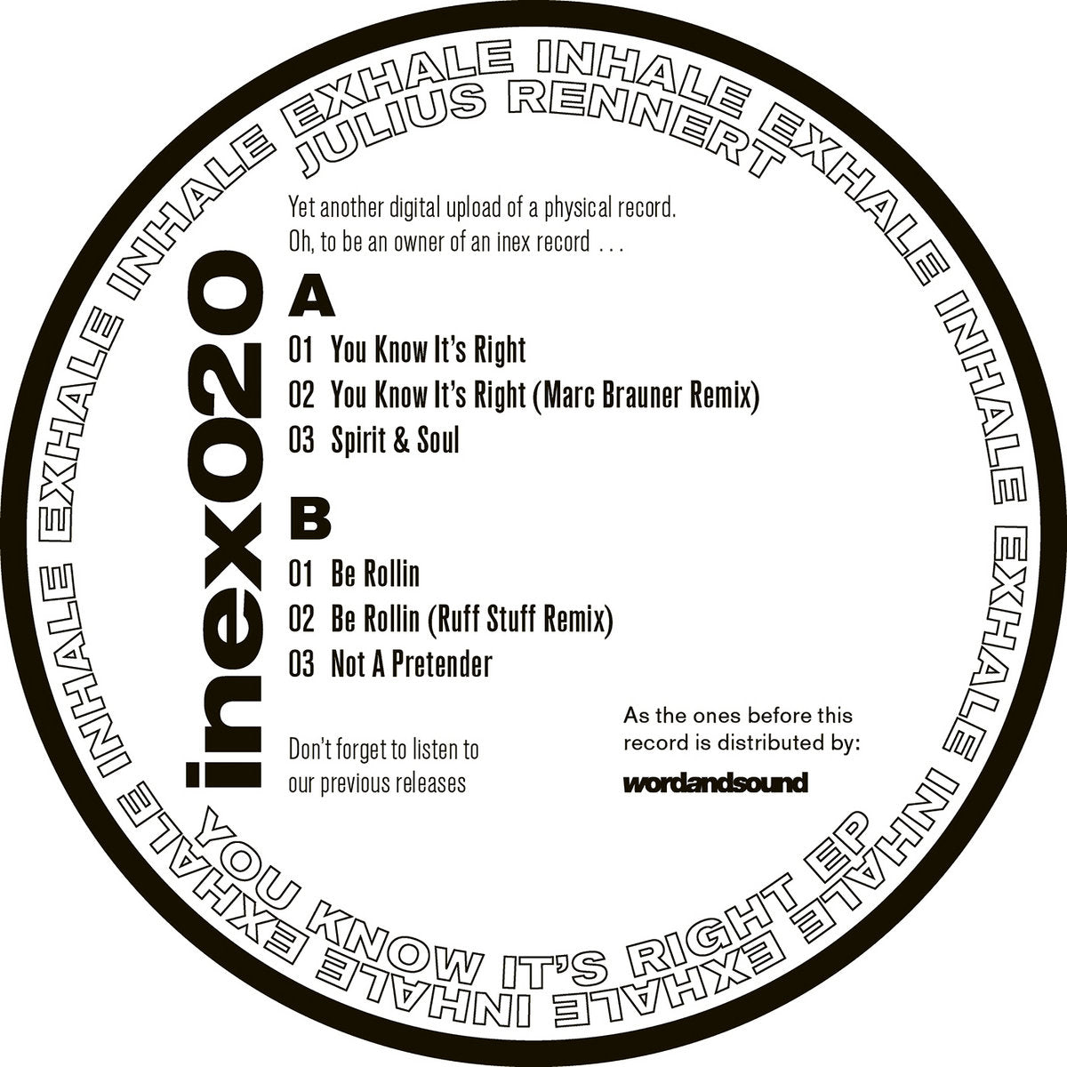 Julius Rennert - You Know It's Right EP [Inhale Exhale Records]