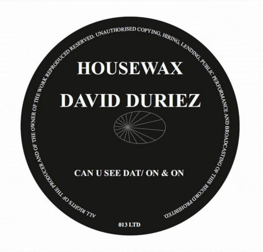 David Duriez - On & On / Can You See Dat (2020 Remastered) [Housewax]