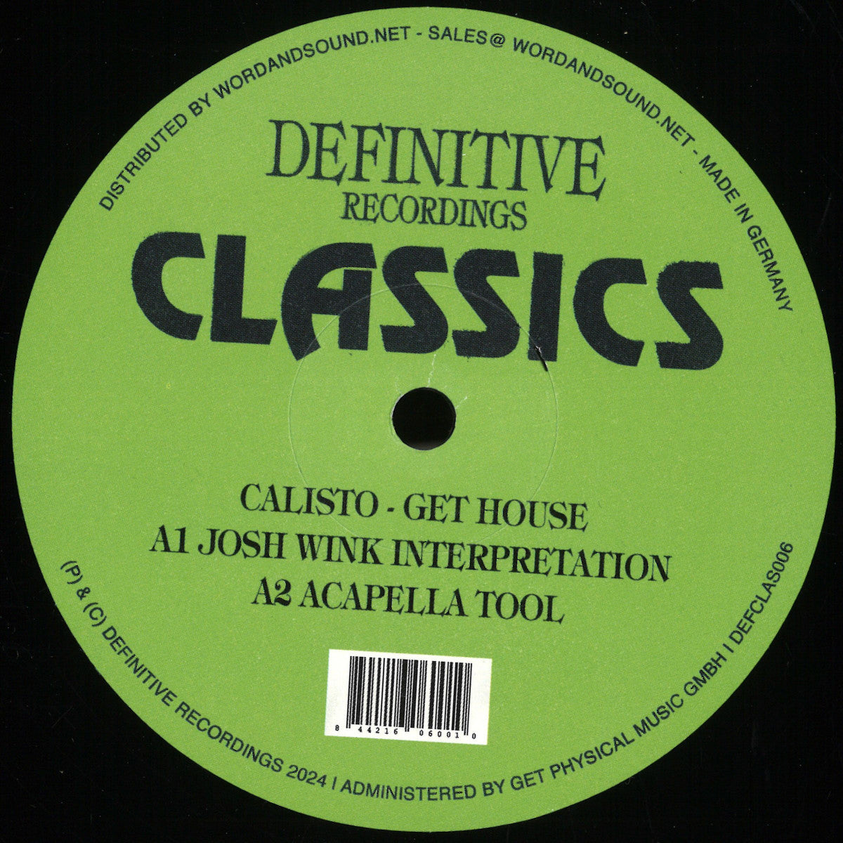 Calisto - Get House (Josh Wink Interpretation) [Definitive Recordings]