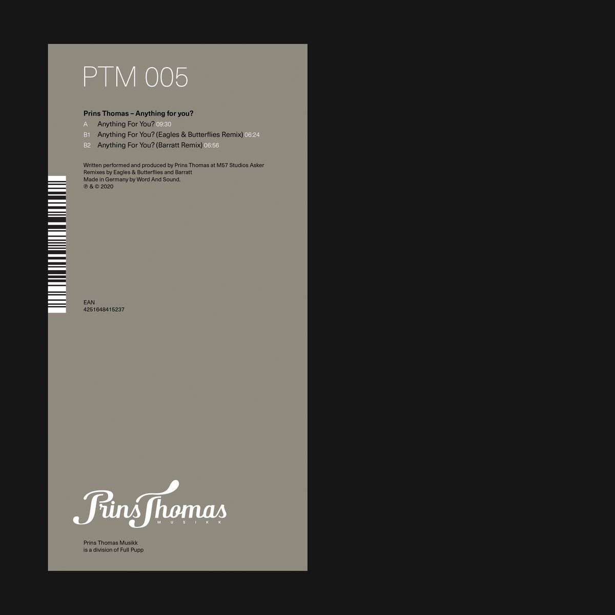 Prins Thomas - Anything for you? (Inc. Eagles & Butterflies / Barratt Remixes) [Prins Thomas Musikk]