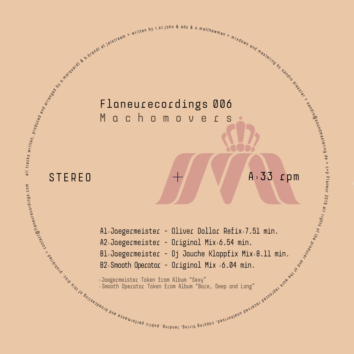 Machomovers - Jaegermeister (Incl. Oliver Dollar Remix) [Flaneurecordings]