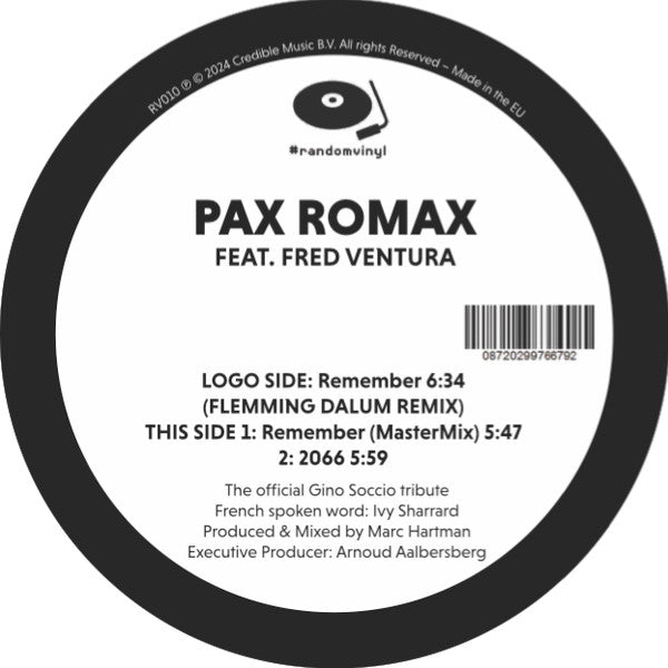 Pax Romax feat. Fred Ventura - Remember (Flemming Dalum Remix) [Random Vinyl]