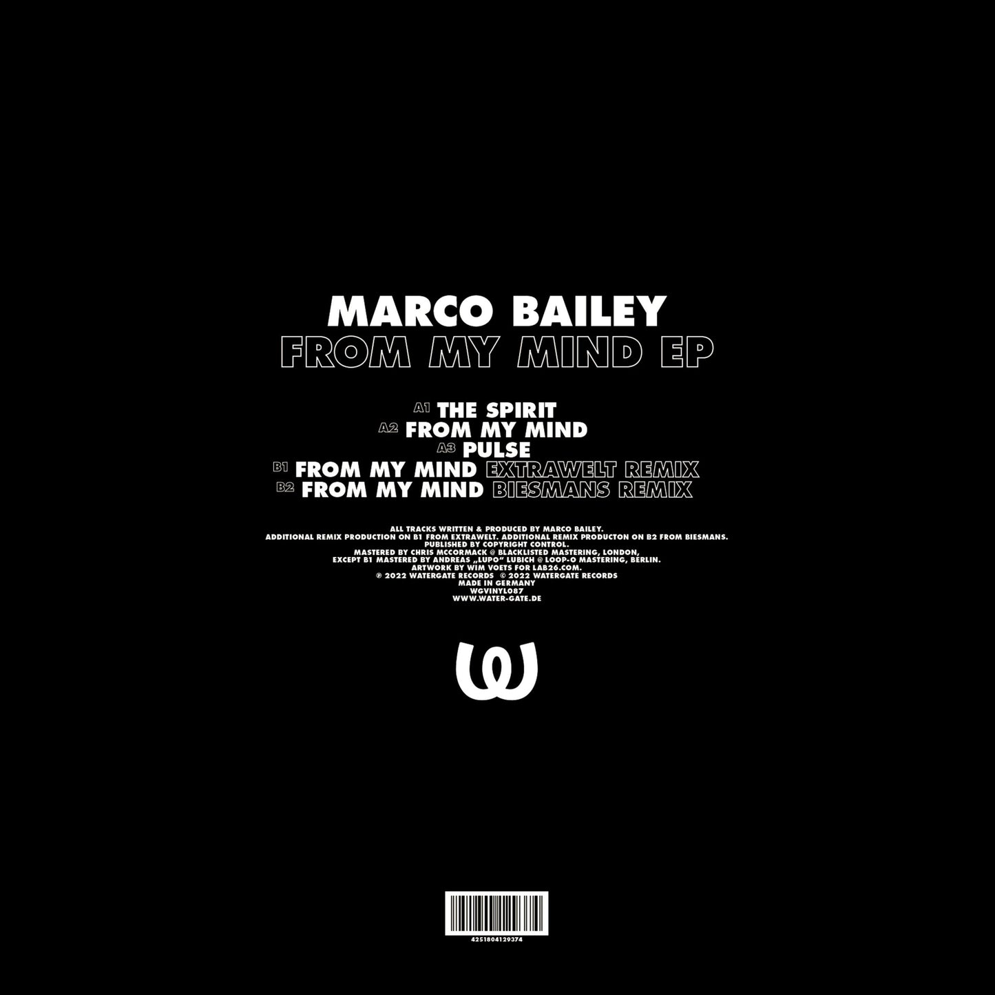Marco Bailey - From My Mind EP (Incl. Extrawelt & Biesmans Remixes) [Watergate]