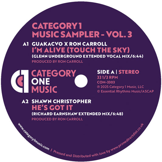 GU aka CVO x Ron Carroll / Shawn Christopher / Terry Dexter / Aires Adora - Category 1 Music Sampler - Vol. 3 [Category 1]