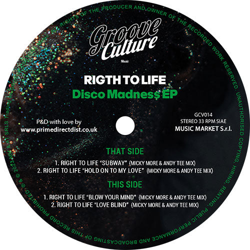 Right To Life / Micky More & Andy Tee - Disco Madness EP [Groove Culture]