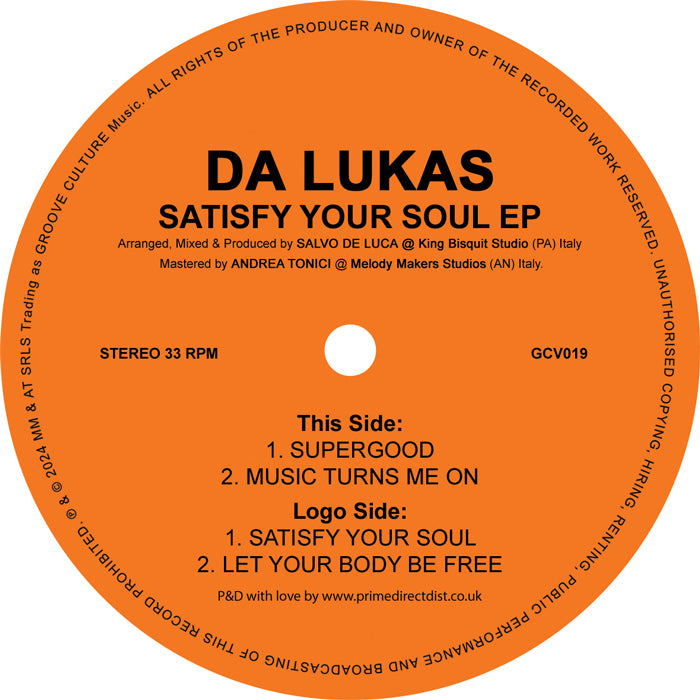 Da Lukas - Satisfy your Soul EP [Groove Culture]