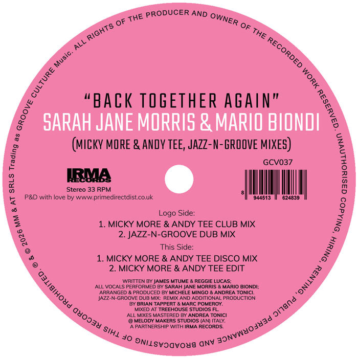 Sarah Jane Morris & Mario Biondi Back - Together Again (Micky More & Andy Tee, Jazz-N-Groove Mixes) [Groove Culture]