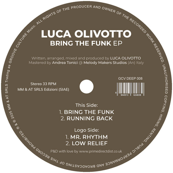 Luca Olivotto - Bring The Funk EP [Groove Culture Deep]