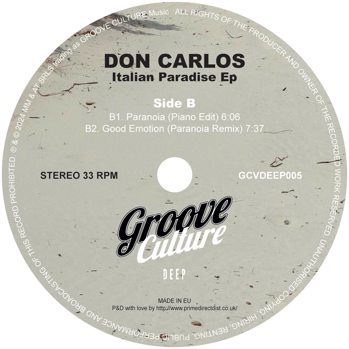 Don Carlos - Italian Paradise EP [Groove Culture Deep]