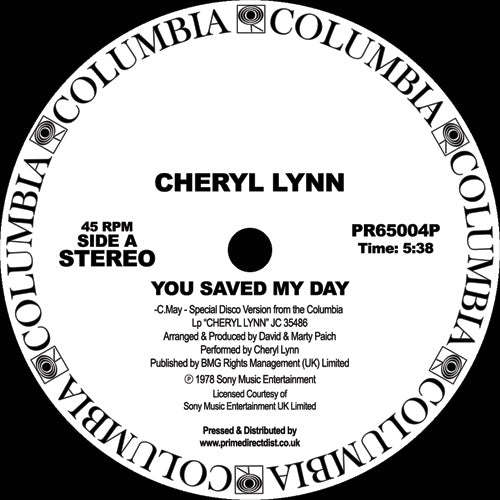 Cheryl Lynn - You Saved My Day / Got to Be Real [Columbia Disco Series]